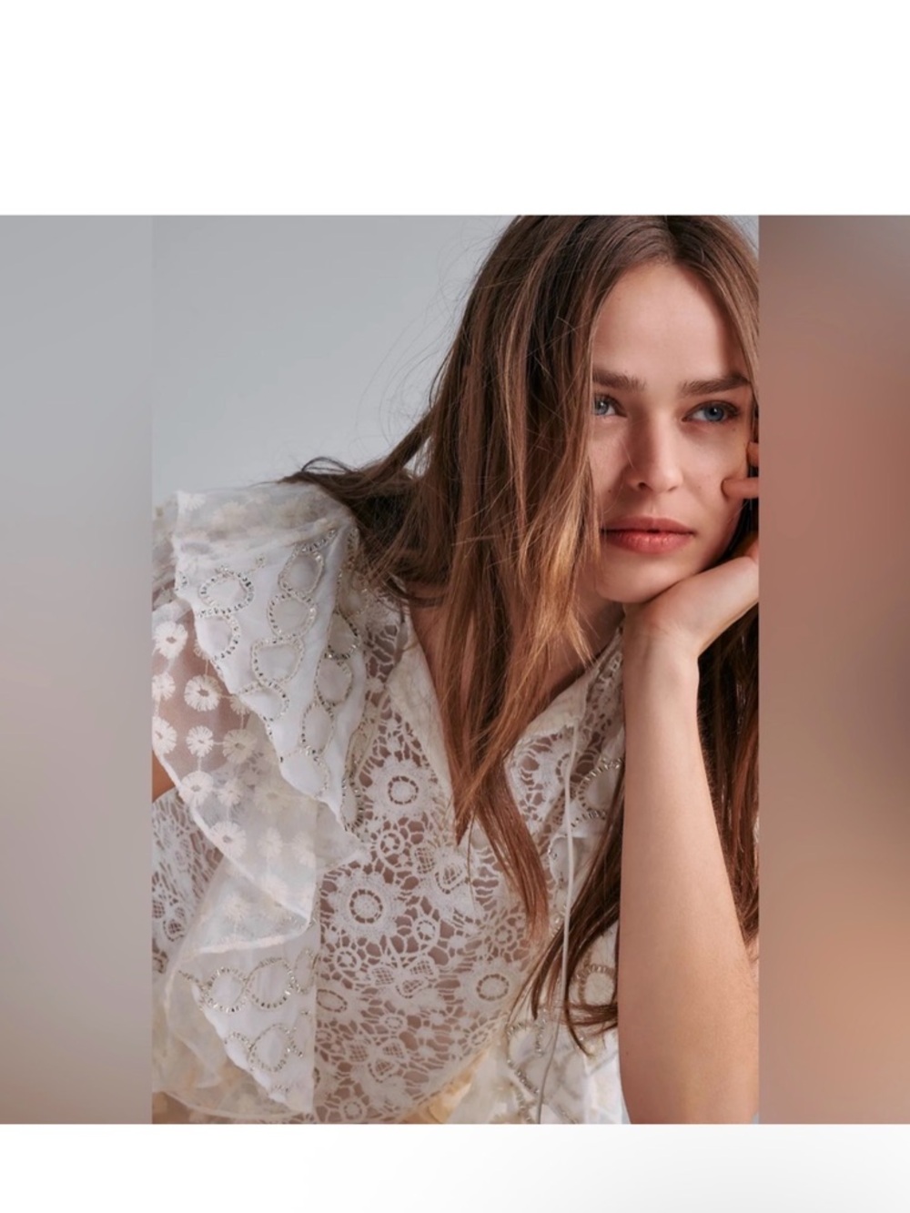 NWT Verb Anthropologie Embroidered Lace Ruffle Top - Picture 3 of 13
